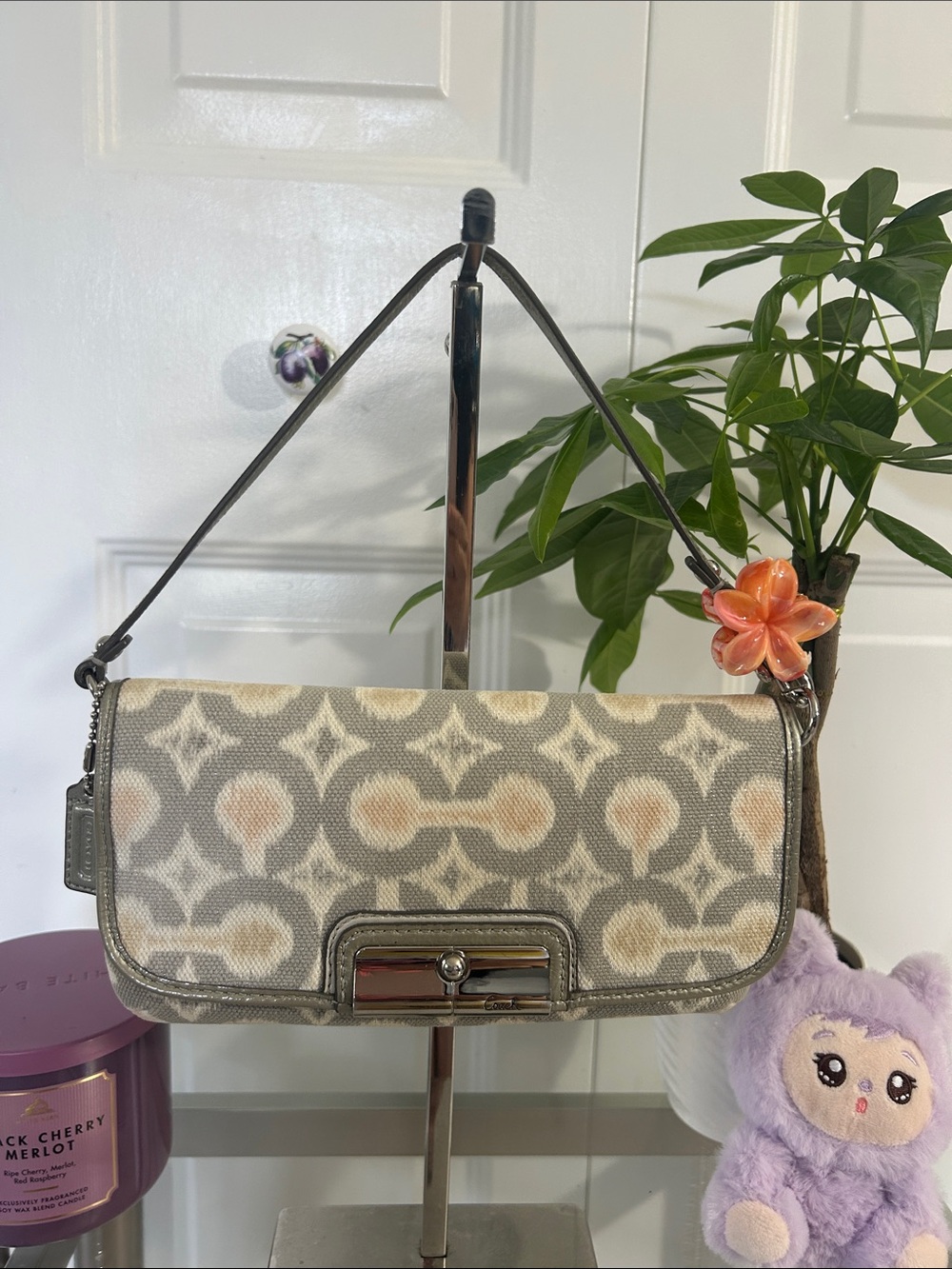 Coach Vintage Gray and Cream Monogram Mini Bag